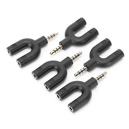 Adaptador Tipo U Negro Elegante y fácil de Instalar Divisor de micrófono Fácil de Usar para Auriculares, micrófono