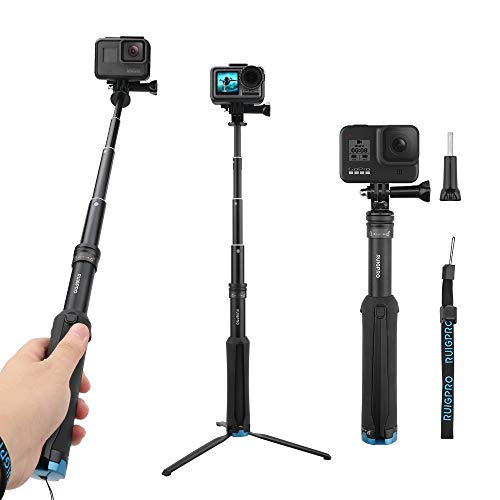 AFAITH Impermeable Selfie palo de aleación de aluminio Hand Grip Telescópico Handheld Monopod para GoPro Hero 4/5/6, iPhone 7 / 7 Plus / 6s Plus / 6s / 6, Samsung Galaxy S8 S7 and Smartphones GP073
