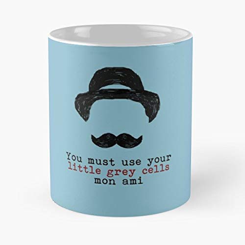Agatha Christie Hercule Poirot - Little Grey Cells Light Blue Classic Mug Best Gift 110z For Your Friends