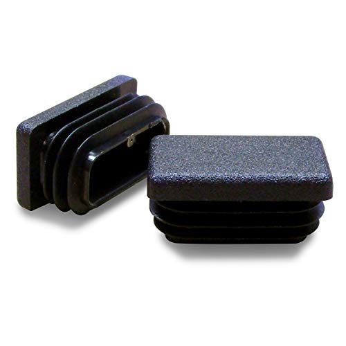 ajile - 4 piezas - Contera acanalada para tubo rectangular 30 x 15 mm - NEGRO - EPG130