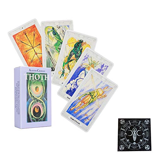 Aleister Crowley Thoth Tarot Deck Cards 78pcs Friends Playing Family Party Juego de Mesa Tarjetas de Regalo,with Tablecloth,Tarot Cards