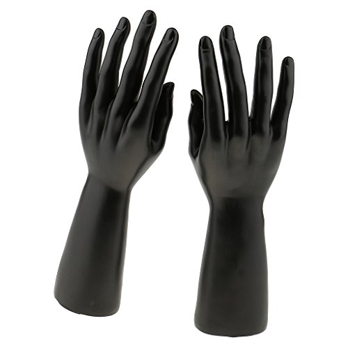 Almencla 1 Par 12 Pulgadas Macho Derecho Izquierdo Maniquí Joyas De Mano Pulsera Anillo Soporte De Exhibición Organizador Hold - Negro