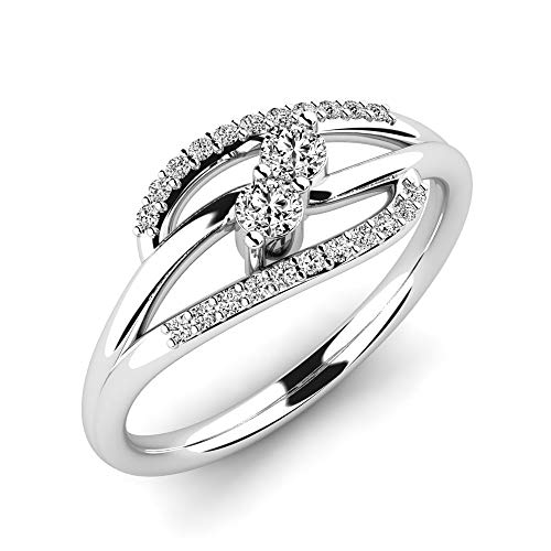 Anillo Finella de plata de ley 925 y cristales de Swarovski - Alternativa al anillo de diamantes - Elegante anillo de plata para mujer - Anillo de compromiso + Estuche