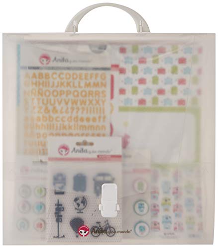 Anita y Su Mundo Colección Aventura Kit Maletín Scrapbooking (Papeles, Pegatinas, Chapas, Brads Epoxy, Sellos, Abecedario Adhesivo), Multicolor, 30.5 x 30.5 cm