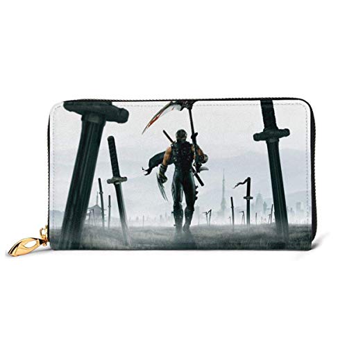 AOOEDM Ninja Gaiden Cartera de Cuero para Mujer Cartera portátil de Cuero Genuino de Moda Suave con Cremallera Alrededor