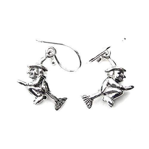 Ashton and Finch Pendientes de bruja voladora de plata de ley | Pendientes para mujer | Joyería para niñas y mujeres | Para cumpleaños, bodas y ocasiones especiales