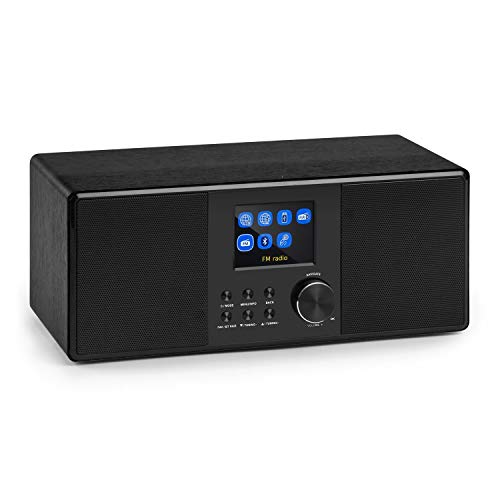 AUNA Connect 120 - Radio por Internet, Digital, WLAN, Reproductor en Red, Dab/Dab+/FM con RDS, Bluetooth, AUX, Puerto MP3-USB, Despertador, Visualización Hora, Modo sueño, Negro