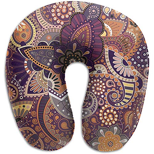 Autisum Almohada Cuello,Almohada De Cuello En Forma De U,Almohadas De Viaje,(Paisley Floral Indian Mandala) Tipo U Cojín De Cabeza Oficina,Automóvil,Camping,Avión para Descansar