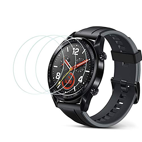 AYSOW Protector de Pantalla para HUAWEI Watch GT Dureza 9H A Prueba de Rayones Protector de Pantalla de Vidrio Templado [3 Piezas] Borde Redondeado 2.5D, Cristal Vidrio Templado paraHUAWEI Watch GT