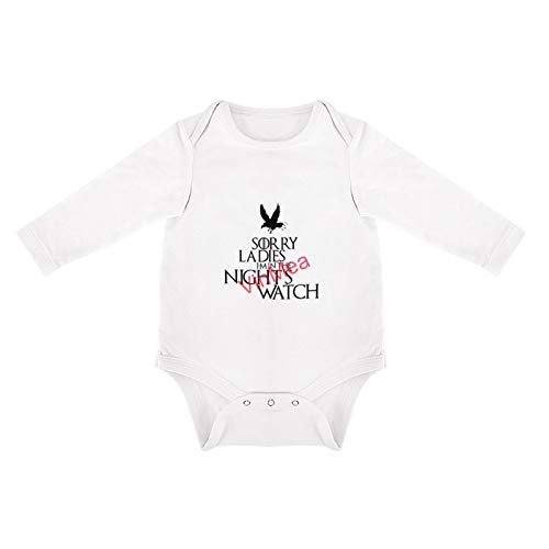 Baby Bodysuits Funny Long Sleeve Sorry Ladies, Im in The Nights Watch Game of Thrones - Funny Bodysuits for Sweet Baby Girls & Boys (6-9 Months)