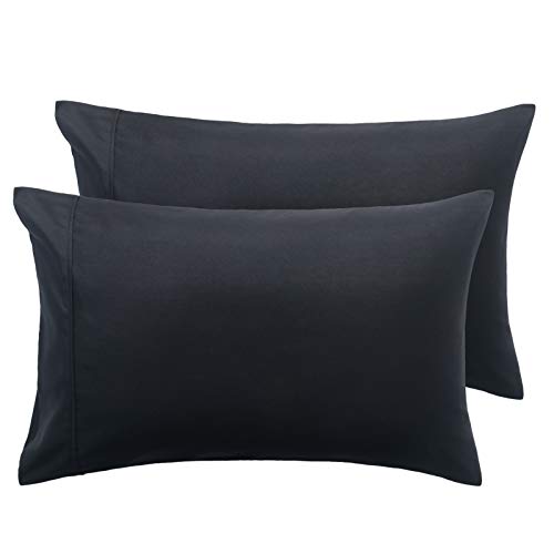 Bedsure Funda Almohada 70x40 cm de Microfibra - Juego de 2 Fundas Almohadas 40x70 Transpirable Suave Antiarrugas, Negro, sin Cremallera, 2 Unidades