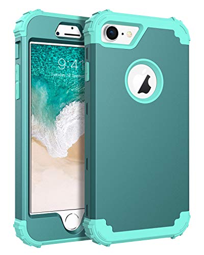 BENTOBEN Funda iPhone 7 Silicona, Funda iPhone 8, 3 en 1 Carcasa Combinada PC Dura y Silicona TPU Suave Fuerte Resistente PC Bumper a Prueba de Golpes Protectora Fundas para iPhone 7/8 (4.7'')