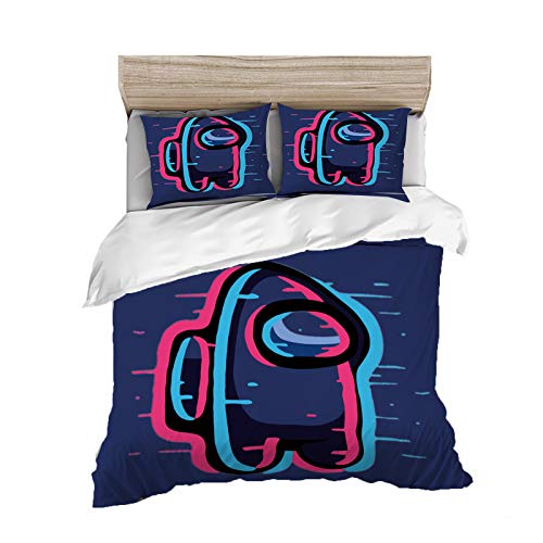 Bfrdollf Among Us Juego de ropa de cama con funda de almohada, 100% microfibra, impresión digital 3D, funda nórdica general para niños y adultos (135 x 200 cm)