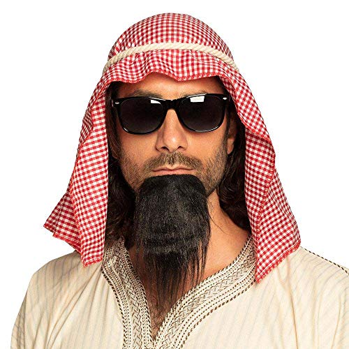 Boland sheik scarf+rope+glasses+goatee 81034 – Set de disfraz de Scheich, pañuelo, cuerda, gafas, barba de encaje, árabe, Sultan, fiesta temática, carnaval, multicolor