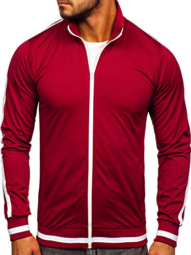 BOLF Hombre Sudadera Cierre de Cremallera Cuello Elevado Estilo Deportivo 2126 Burdeos M [1A1]