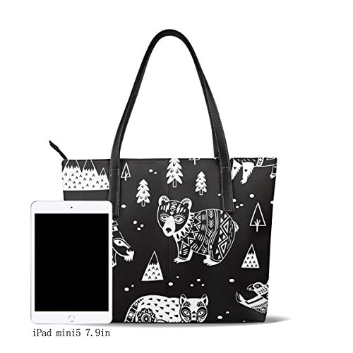 Bolso De Mano Grande para Mujer Animales salvaje oeste Tote Bag Shopper Cuero De La PU Bolso De Hombro Gran Capacidad Bolso De Compras Asa Larga