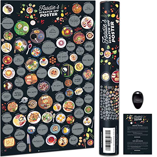 Bonanzana - Póster Culinario para Rascar - Raspe los Platos que Haya Probado - Póster de Raspadito de Foodies - Especialidades Culinarias del Mundo Cocina Original para Hombres y Mujeres - 70x42 cm