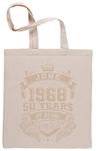 Born In June 1968-50 Years of Being Awesome Bolsa De Compras Shopping Bag Beige