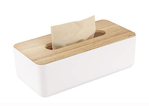 Bulkings Caja de pañuelos de madera, 26 x 13 x 9 cm, práctica caja de pañuelos, caja rectangular para pañuelos