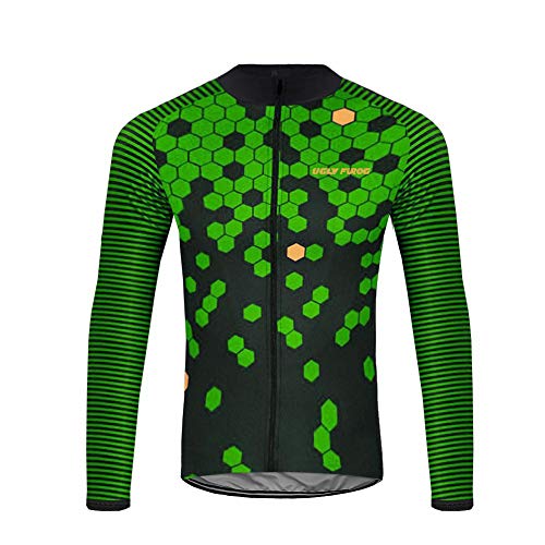 BurningBikewear Uglyfrog Maillot Ciclismo, Hombre, Primavera y otoño, Manga Larga, Poliéster, Transpirable Secado Rápido, 3 Bolsillos CXMX08F