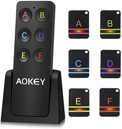 Buscador de Llaves Wireless Key Finder, 6 Unids Key Tracker con Base, Admite Localizador Remoto de Llaves, Buscador de Mascotas, Buscador de Billetera