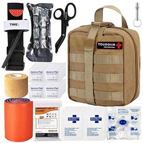 BUSIO Kit de Primeros Auxilios tácticos de Emergencia-MOLLE Admin Pouch IFAK-Vendaje para heridas Control de Sangre EMT Survival Trauma Kit-Camp Travel Car Kit