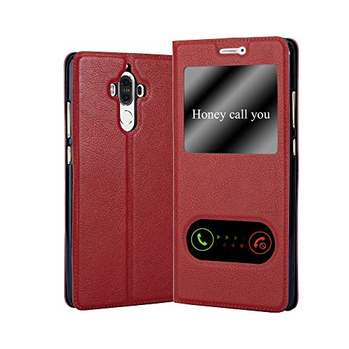 Cadorabo Funda Libro para Huawei Mate 9 en Rojo AZRAFÁN - Cubierta Proteccíon con Cierre Magnético, Función de Suporte y 2 Ventanas- Etui Case Cover Carcasa