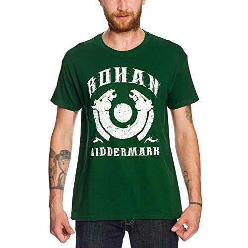 Camiseta con diseño del Señor de los anillos Elbenwald Rohan Riddermark y símbolo de caballo, color verde verde M