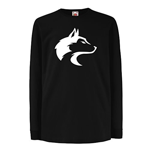 Camisetas de Manga Larga para Niño la Llamada del Lobo Salvaje - gráfico Genial con sentimiento Espiritual (14-15 Years Negro Blanco)