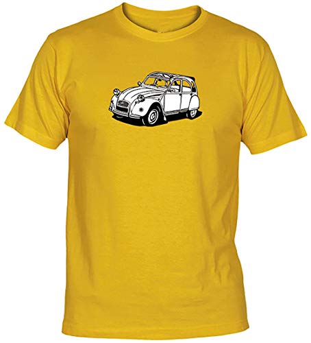 Camisetas EGB Camiseta Citroën 2cv Adulto/niño ochenteras 80´s Retro (Amarillo, M)