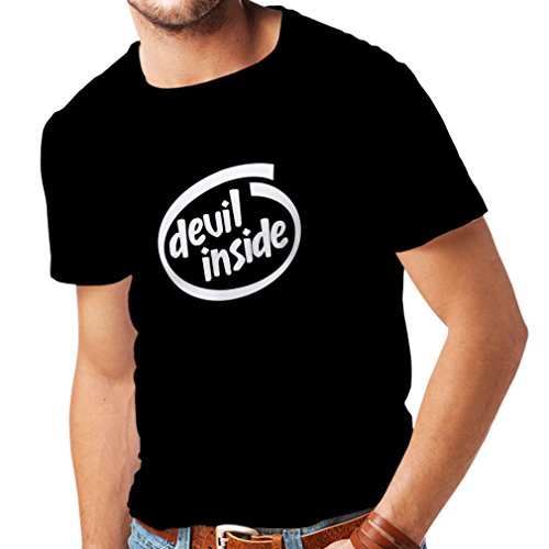 Camisetas Hombre Devil Inside: Regalo Genial para el Jugador, Lema Divertido, Material de Juego (Medium Negro Blanco)