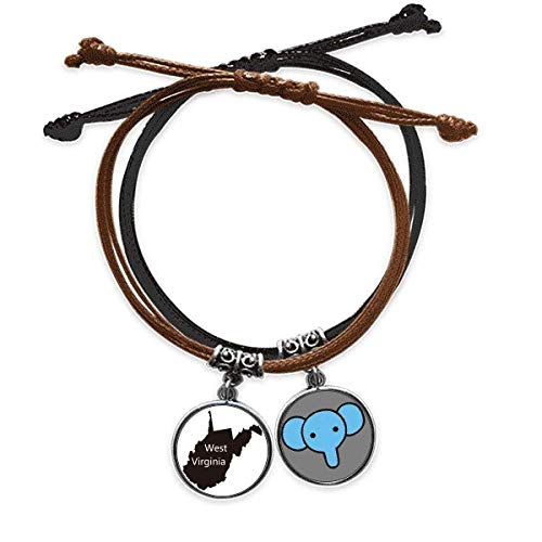 CaoGSH Virginia America USA - Pulsera de piel con diseño de mapa del oeste