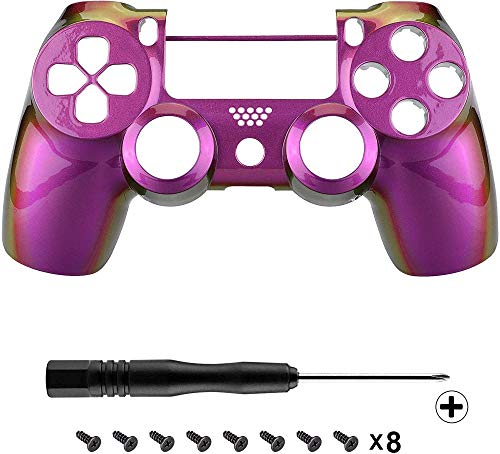 Carcasa   frontal con diseño personalizado para PS4 Slim PS4 Pro JDM-040 JDM-050 Controlador JDM-055 - La bandera de línea azul delgada de EE. UU.-Purple_Yellow_Chameleon