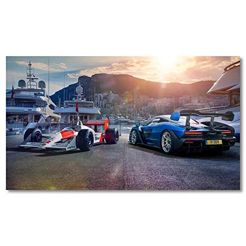 Carteles de superdeportivos Honda F1 y Mclaren Senna Imagen de vehículo Pintura en lienzo Arte de la pared Impresiones Decoración moderna de la habitación del hogar 50x90cm (20x36 pulgadas) Sin marco