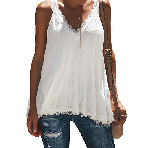 Chaleco de Encaje sin Mangas con Cuello en v para Mujer, Ba Zha Hei Mujer Vestidos | Mujer Vestir Ropa | Mujer Sexy Falda Chaleco Camisetas | Blusa De Fiesta Mujer | Tops Mujer Verano | Ropa De Mujer