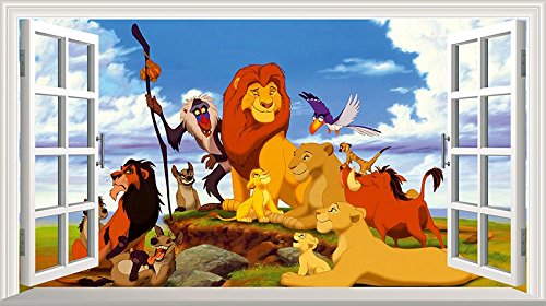 Chicbanners The Lion King 3D V001 Magic - Adhesivo Decorativo para Pared (1000 x 600 mm), diseño de Ventana