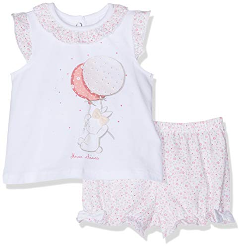 Chicco Completo T-Shirt Manica Corta + Pantaloncini Conjunto de Ropa, Rosa (Rosa Stampato 016), 74 (Talla del Fabricante: 074) para Bebés