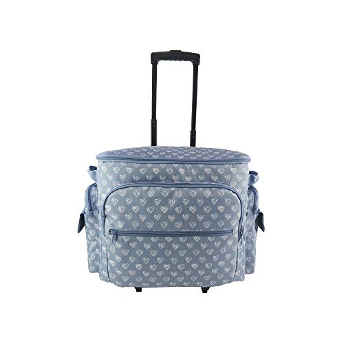 Clarie CNT-362 - Bolsa con ruedas para máquina de coser, Azul/Blanco