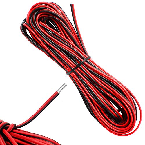 D-Orange 22 AWG 10 Metros Cable Eléctrico Alambre de Cobre Estañado Resistencia a Altas Temperaturas Negro y Rojo para Conductor de Tira LED, Auto y Otros