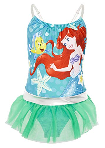 Disney Bañador para Niña Princesas, Pieza Frozen 2 Anna y Elsa, Jasmine, La Cenicienta, Rapunzel, Bella, La Sirenita Ariel, Regalos para Niñas 2-10 Años (4-5 años, Verde Esmeralda)