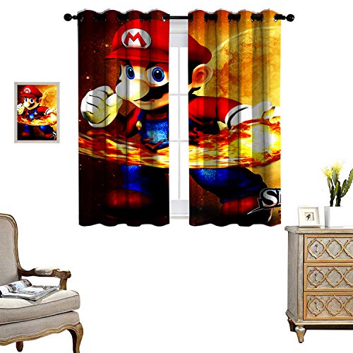 DRAGON VINES Blackout Curtains for Living Room Curtain Hanging Vertically Super Smash Bros Mario Prevent Light from Shining Set of 2 Panels W72 x L84