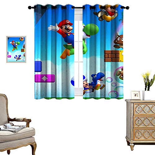 DRAGON VINES Blackout Curtains for Living Room Decorative Curtains for Living Room New Super Mario Bros u DLC Bedroom Living Room Decoration Set of 2 Panels W55 x L39