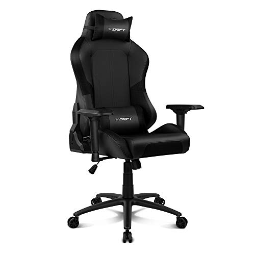 Drift DR250B - Silla Gaming Profesional, polipiel, reposabrazos ajustable 4D, piston clase 4, asiento basculable, altura regulable, respaldo reclinable, cojines lumbar y cervical, color negro