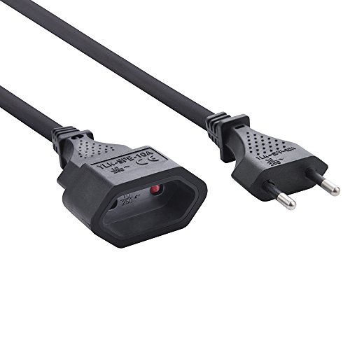 Electraline 900010CBB Cable alargador con Toma y Enchufe Europea, Negro, 3 M