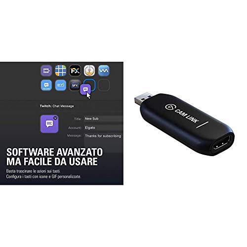 Elgato Stream Deck + Elgato CAM Link 4K -15 Teclas LCD Personalizables, Stream y grabación de Fotos réflex, vídeo o Deportivas a1080p-60 fps o 4K-30 fps, para Windows 10 y macOS 10.13 o posteriore