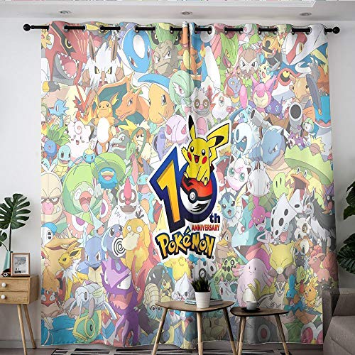 Elliot Dorothy Poke-mon Pika Chu - Juego de cortinas personalizadas para ventana, cortina para dormitorio, sala de estar, cocina, 84 x 84 cm