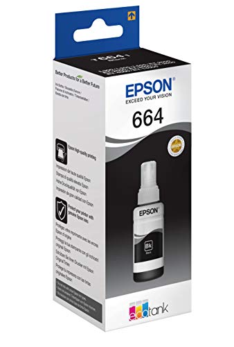 Epson T6641 - Cartucho, 70 ml, color negro válido para los modelos L555, L355, ET-4550, ET-4500, ET-2550, ET-2500, ET-16500, ET-14000 y otros, Ya disponible en Amazon Dash Replenishment