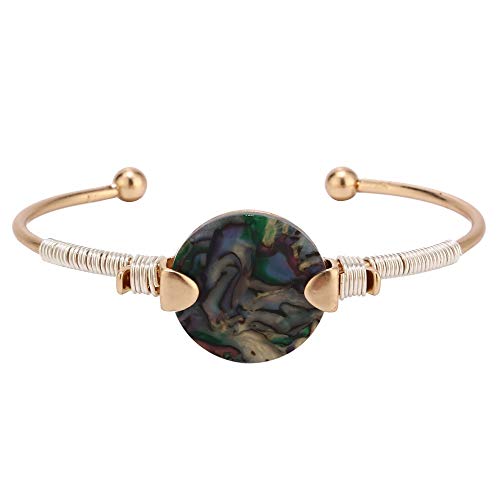 ERAN Pulsera de Concha de Tortuga Acrato de celuloide acrílico, Alambre Redondo, Brazalete Envuelto Brazalete (Color : Abalone)