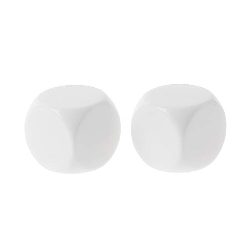 Exing 2 PCS Dados 6 Caras Acrylique 3CM,En Blanco Dados Niños Bricolaje Juguete Escribir Pintura