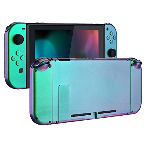 eXtremeRate Carcasa para Nintendo Switch,Funda Completa para Mando Controlador Consola Joy-con de Nintendo Switch Shell de Bricolaje reemplazable con Botón Completo (Verde a Violeta)